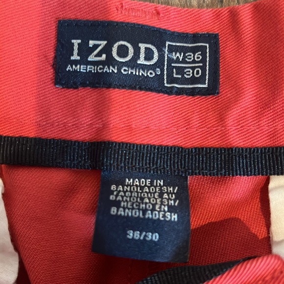 MENS IZOD PANTS 36 x 30 Red - Picture 2 of 4
